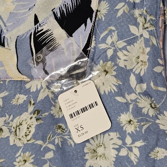 We The Free Oversized Top Tunic Shirt Women Size SX Floral Multicolor - Picture 6 of 12